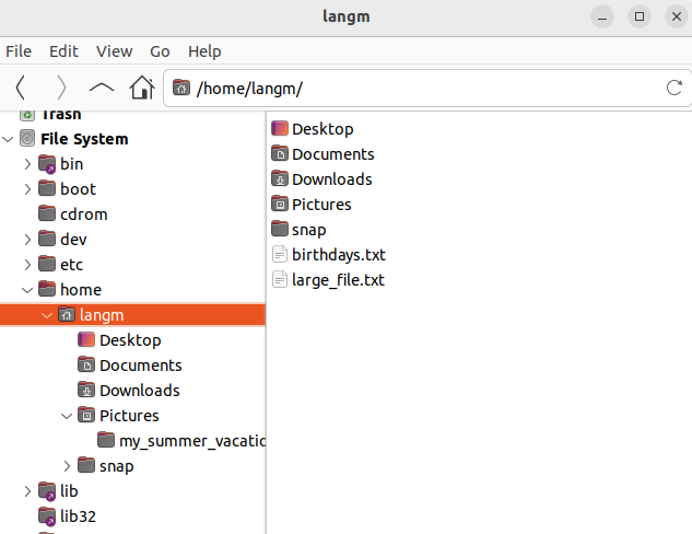 Filesystem Screenshot